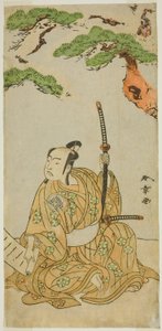 De Acteur Arashi Sangoro II als Sakura-maru in het stuk Sugawara Denju Tenarai Kagami, uitgevoerd in het Ichimura Theater in de eerste maand, 1772 door Katsukawa Shunsho