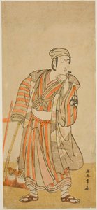 De acteur Bando Mitsugoro I als Taira no Tadamori vermomd als potplantenverkoper in het stuk Sakuya Kono Hana no Kaomise, uitgevoerd in het Nakamura Theater in de elfde maand, 1776