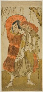 De acteur Ichikawa Danjuro V als Akushichibyoe Kagekiyo vermomd als bedelaar, in het stuk Tsukisenu Haru Hagoromo Soga, uitgevoerd in het Ichimura Theater in de derde maand, 1777 door Katsukawa Shunsho