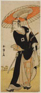 De acteur Ichikawa Danjuro V als Hanakawado no Sukeroku in het stuk Nanakusa Yosooi Soga, uitgevoerd in het Nakamura Theater in de vijfde maand, 1782