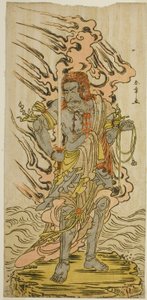 De Acteur Ichikawa Danjuro V als een Stenen Beeld van Fudo Myoo in het Toneelstuk Kitekaeru Nishiki no Wakayaka, Opgevoerd in het Nakamura Theater in de Elfde Maand, 1780 door Katsukawa Shunsho