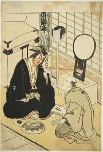 De acteur Ichikawa Danjuro V in zijn kleedkamer