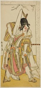 De acteur Ichikawa Ebizo III als Matsuo-maru in het stuk Sugawara Denju Tenarai Kagami, uitgevoerd in het Ichimura Theater in de zevende maand, 1776 door Katsukawa Shunsho
