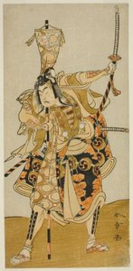 De acteur Ichikawa Raizo II als Murakami Hikoshiro Yoshiteru in het stuk Oyoroi Ebido Shinozuka, uitgevoerd in het Nakamura Theater in de elfde maand, 1772