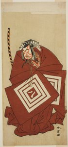 De acteur Ichikawa Yaozo II als Hachio-maru Aratora in het stuk Chigo Sakura Jusan Kane, uitgevoerd in het Ichimura Theater in de elfde maand, 1774