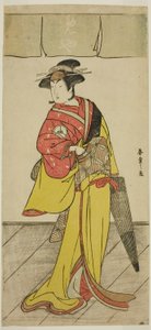 De acteur Iwai Hanshiro IV als Osuwa in het stuk Koi no Yosuga Kanagaki Soga, uitgevoerd in het Ichimura Theater in de vierde maand, 1789 door Katsukawa Shunsho