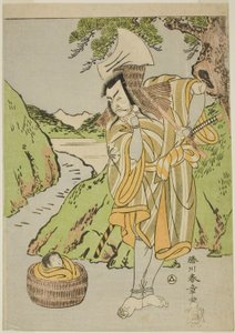 De acteur Matsumoto Koshiro II als Osada no Taro Kagemune vermomd als de houthakker Gankutsu no Gorozo, in Act Vier (?) van het stuk Nue no Mori Ichiyo no Mato (Bos van het Nue Monster: Doelwit van de Elfde Maand), uitgevoerd in het Nakamura Theater