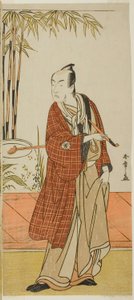 De acteur Matsumoto Koshiro IV als Honcho-maru Tsunagoro (?) in het stuk Hono Nitta Daimyojin (?), uitgevoerd in het Morita Theater (?) in de zevende maand, 1777 (?) door Katsukawa Shunsho