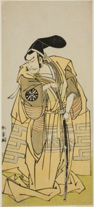 De acteur Nakamura Nakazo I als Kudo Suketsune (?) in het stuk Iro Moyo Aoyagi Soga (?), uitgevoerd in het Nakamura Theater (?) in de tweede maand, 1775 (?) door Katsukawa Shunsho