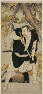 De acteur Nakamura Nakazo I als Ono Sadakuro in het stuk Kanadehon Chushingura, uitgevoerd in het Ichimura Theater in de zesde maand, 1783