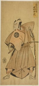 De Acteur Nakamura Nakazo I als Osada no Taro (?) in het Toneelstuk Ima o Sakari Suehiro Genji (?), Opgevoerd in het Nakamura Theater (?) in de Elfde Maand, 1768 (?) door Katsukawa Shunsho