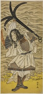 De acteur Nakamura Nakazo I als Taira no Tomomori vermomd als Tokaiya Gimpei, in het stuk Yoshitsune Sembon-zakura, uitgevoerd in het Morita Theater in de vierde maand, 1777 door Katsukawa Shunsho