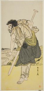 De acteur Nakamura Nakazo I als de afvallige monnik Dainichibo in het stuk Edo Meisho Midori Soga, uitgevoerd in het Morita Theater in de tweede maand, 1779