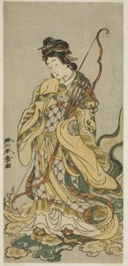 De acteur Nakamura Noshio I als de godin Benzaiten van Enoshima in het stuk Onno Aruji Hatsuyuki no Sekai, uitgevoerd in het Morita Theater in de elfde maand, c.1773