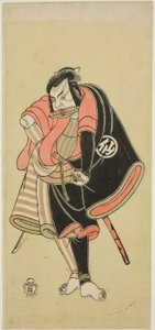De acteur Nakamura Sukegoro II als Aso no Matsuwaka, een ninja, in het stuk Ima o Sakari Suehiro Genji, uitgevoerd in het Nakamura Theater vanaf de eerste dag van de elfde maand, 1768 door Katsukawa Shunsho