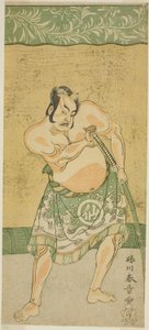 De acteur Nakamura Sukegoro II als de sumoworstelaar Matano no Goro in het stuk Myoto-giku Izu no Kisewata, opgevoerd in het Ichimura Theater in de elfde maand, 1770 door Katsukawa Shunsho