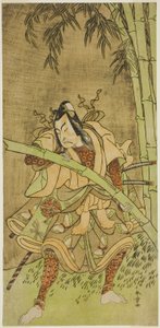De acteur Nakamura Tomijuro I als Takenuki Goro in het stuk Eho Soga Nen-nen-goyomi, uitgevoerd in het Morita Theater in de eerste maand, 1771 door Katsukawa Shunsho