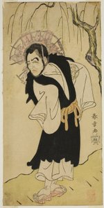 De acteur Nakamura Utaemon I als monnik Seigen van de Kiyomizu Tempel in het stuk Soga Moyo Aigo no Wakamatsu, opgevoerd in het Nakamura Theater in de derde maand, 1769