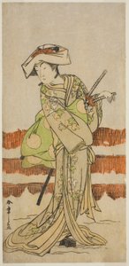 De acteur Onoe Kikugoro I als Tonase in het stuk Kanadehon Chushin Nagori no Kura, uitgevoerd in het Nakamura Theater in de negende maand, 1780 door Katsukawa Shunsho