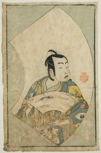 De Acteur Onoe Kikugoro I, uit "Een Prentenboek van Toneelwaaiers (Ehon butai ogi)" door Katsukawa Shunsho
