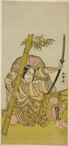 De Acteur Otani Hiroji III als de Wacht Kuriu Zaemon Yorikata in het Toneelstuk Azuma no Mori Sakae Kusunoki, Opgevoerd in het Ichimura Theater in de Elfde Maand, 1779