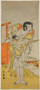 De acteur Otani Tomoemon I als Kasahari Hokkyo in het stuk Kazoe Uta Ta Ue Soga, uitgevoerd in het Nakamura Theater in de eerste maand, 1776 door Katsukawa Shunsho
