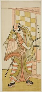 De Acteur Sawamura Sojuro III als Kobayashi no Asahina Saburo in het stuk Kuruwagayoi Komachi Soga, uitgevoerd in het Nakamura Theater in de tweede maand, 1781