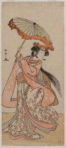 De acteur Segawa Kikunojo II dansend met een parasol, late jaren 1770