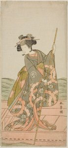De acteur Yoshizawa Iroha I als prinses Yosooi in het stuk Kikujido Shuen no Iwaya, uitgevoerd in het Morita Theater in de elfde maand, 1775