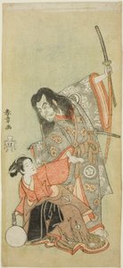 De Acteurs Sawamura Sojuro II als de priester Shunkan en Azuma Tozo II als Oyasu in het stuk "Hime Komatsu Ne no Hi Asobi (Uitje om Pijnboompitten te Plukken op de Rat-Dag van het Nieuwe Jaar)"