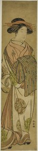 Wandelende courtisane, mogelijk Sugawara van het Tsuruya House of Pleasure door Katsukawa Shunsho