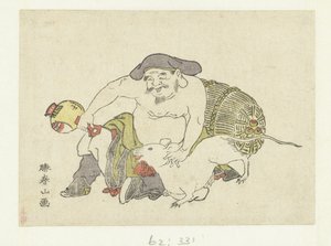 Daikoku en zijn Rat door Katsukawa Shunzan