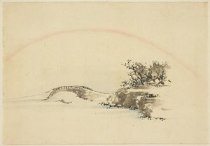 Landschap met Regenboog door Katsushika (school of) Hokusai
