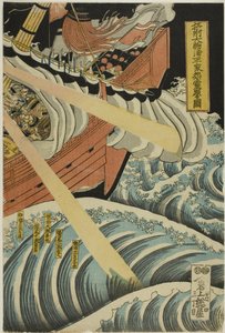 De geesten van de Heike verschijnen in de Daimotsu-baai in de provincie Settsu (Sesshu Daimotsu no ura Heike onryo arawaruru zu)