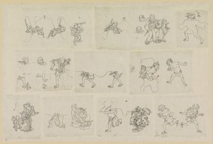 Elf verschillende voorstellingen van mensen door Katsushika Hokusai (possibly)