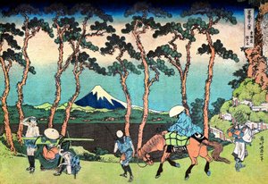 36 uitzichten op de berg Fuji, Japan: Hodogaya op de weg naar Tokaido door Katsushika Hokusai
