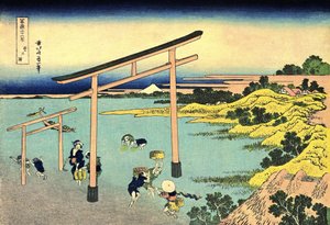 36 uitzichten op de berg Fuji, Japan: de baai van Noboto, Japan door Katsushika Hokusai