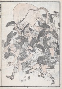 Een octopus die twee mensen overweldigt door Katsushika Hokusai