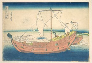Op zee voor de kust van Kazusa (Kazusa no kairo), uit de serie Zesendertig gezichten op de berg Fuji (Fugaku sanjūrokkei)