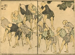 Blootsvoetse oude mannen met wandelstokken, 1820, 1924