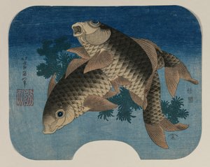 Karpers Zwemmen bij Waterplanten, 1831 door Katsushika Hokusai
