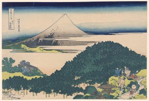Kussenpijnboom in Aoyama (Aoyama Enza no matsu), uit de serie "Zesendertig gezichten op de berg Fuji (Fugaku sanjurokkei)"