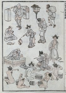 Dagelijkse levensgebaren, uit een Manga door Katsushika Hokusai