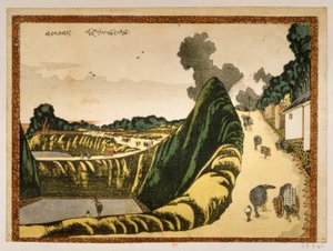 Dorp aan de weg van Ushigafuchi naar Kudan