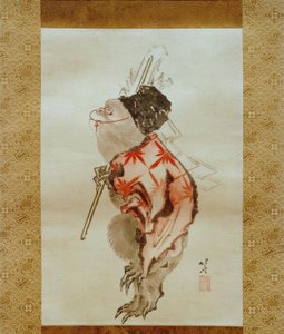 Getrainde aap door Katsushika Hokusai