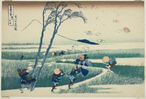 Ejiri in de provincie Suruga (Sunshu Ejiri), uit de serie "Zesendertig Zichten op de Fuji-berg (Fugaku sanjurokkei)" door Katsushika Hokusai