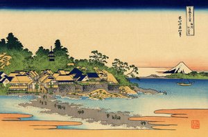 Enoshima in de Sagami provincie, c.1830 door Katsushika Hokusai