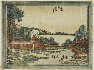 Avondklok bij Mii (Mii no bansho), uit de serie Acht Zichten van Omi in ets-stijl (Doban Omi hakkei) door Katsushika Hokusai