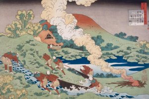 Vissers halen een net binnen door Katsushika Hokusai