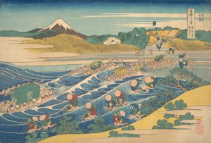 Fuji gezien vanaf Kanaya op de Tokaido, uit de serie Thir..., ca. 1830-32